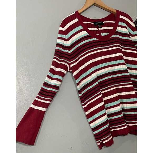 Lane Bryant Sweater Plus Size 22 24 Preppy Striped Stretch Ribbed Knit Y2K Retro - Picture 2 of 11